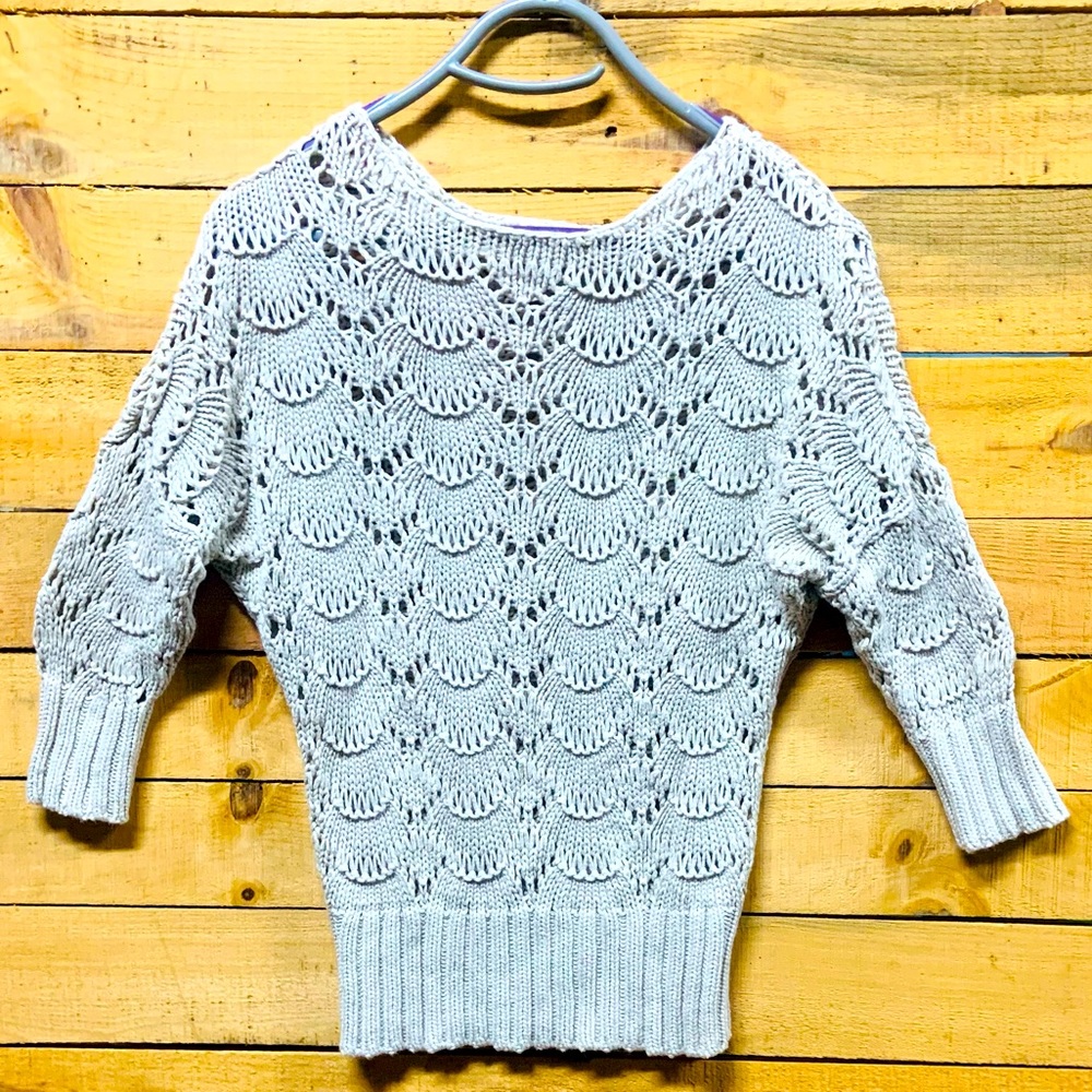 •Loft Tan Open Patterned Design Sweater•